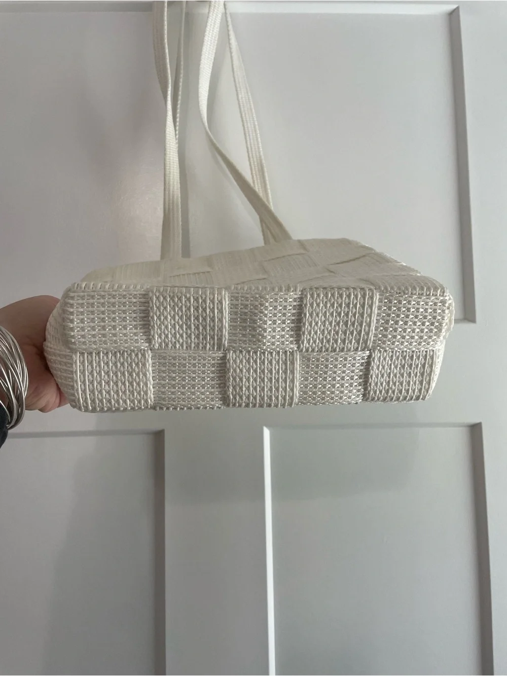 Creazioni Alma Made in Italy Ivory Woven Tote Shoulder Bag Quiet Luxury
